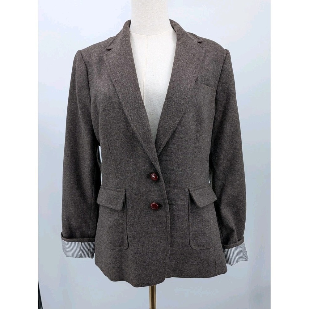 Banana Republic Wool Blend Blazer Jacket Size 14 Stretch Collegiate Professional